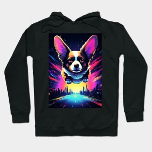 Flying Corgi Funny Dog Lover Cyberpunk Hoodie